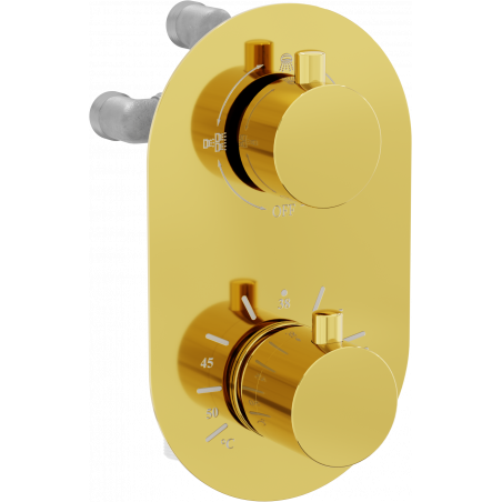 Mexen Kai Thermostatische Wannen-Duscharmatur 3-facher Ausgang, gold - 77602-50