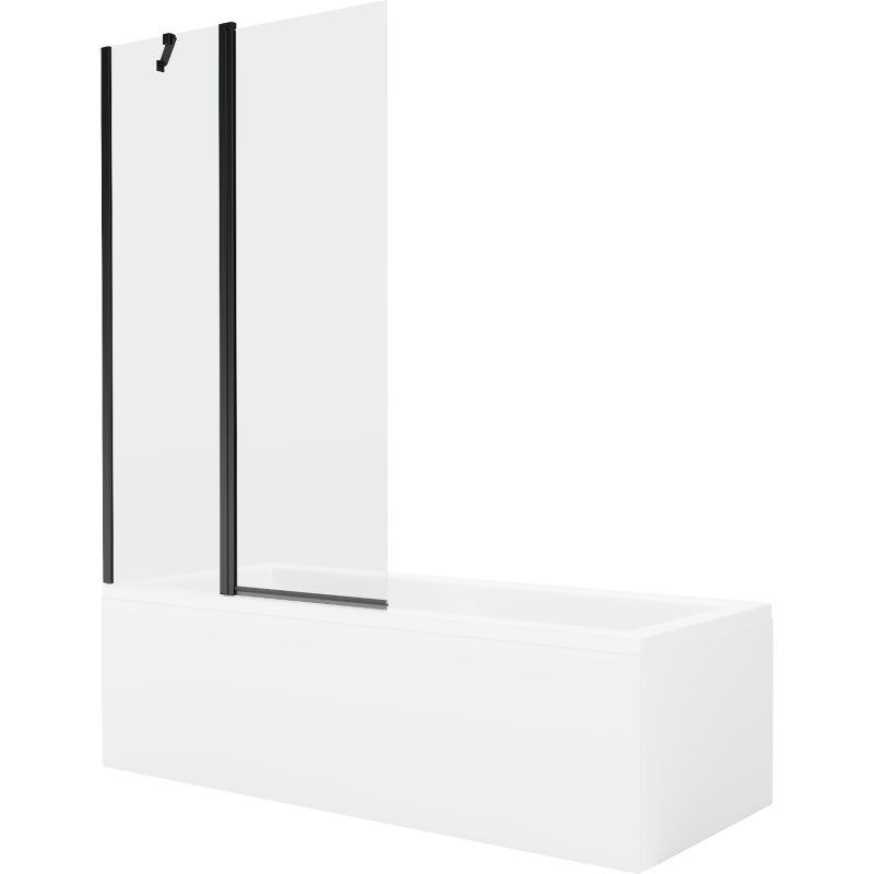 Mexen Cubik rechteckige Badewanne 150 x 70 cm mit Verkleidung und 1-flügliger Duschabtrennung 100 cm, transparent, Schwarz - 550