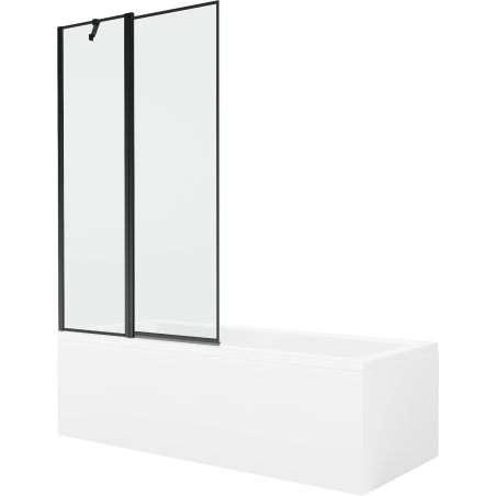 Mexen Cubik rechteckige Badewanne 150 x 70 cm mit Verkleidung und 1-flügliger Duschabtrennung 100 cm, Schwarzes Design - 5503150