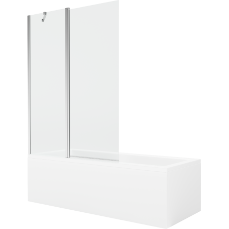 Mexen Cubik rechteckige Badewanne 150 x 70 cm mit Verkleidung und 1-flügliger Duschabtrennung 120 cm, transparent, chrom - 55031