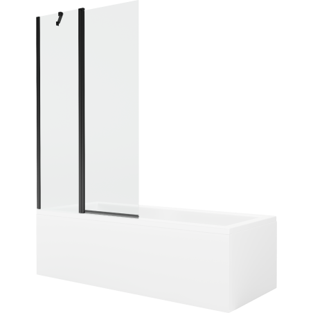 Mexen Cubik rechteckige Badewanne 160 x 70 cm mit Verkleidung und 1-flügliger Duschabtrennung 100 cm, transparent, Schwarz - 550