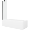 Mexen Vega Rechteckige Badewanne 150 x 70 cm mit Verkleidung und 1-flügeliger 50 cm Trennwand, transparent, schwarz