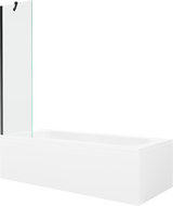 Mexen Vega Rechteckige Badewanne 150 x 70 cm mit Verkleidung und 1-flügeliger 50 cm Trennwand, transparent, schwarz