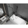 Mexen Vega Rechteckige Badewanne 150 x 70 cm mit Verkleidung und 1-flügeliger 60 cm Duschwand, schwarzes Muster