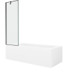 Mexen Vega Rechteckige Badewanne 150 x 70 cm mit Verkleidung und 1-flügeliger 60 cm Duschwand, schwarzes Muster
