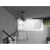 Mexen Vega Rechteckige Badewanne 150 x 70 cm mit Verkleidung und 1-flügeliger 60 cm Duschwand, schwarzes Muster