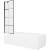 Mexen Vega Rechteckige Wanne 150 x 70 cm mit Verkleidung und 1-flügeliger 60 cm Duschwand, schwarzes Muster