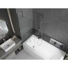 Mexen Vega Rechteckige Badewanne 150 x 70 cm mit Verkleidung und 1-flügeliger Trennwand 70 cm, transparent, Chrom