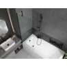 Mexen Vega Rechteckige Badewanne 150 x 70 cm mit Verkleidung und 1-flügeliger Trennwand 70 cm, transparent, schwarz