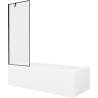 Mexen Vega Rechteckige Badewanne 150 x 70 cm mit Verkleidung und 1-flügeliger Duschwand 70 cm, schwarzes Muster