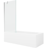 Mexen Vega rechteckige Badewanne 150 x 70 cm mit Verkleidung und 1-flügeliger 80 cm Abtrennung, transparent, chrom
