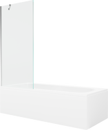 Mexen Vega rechteckige Badewanne 150 x 70 cm mit Verkleidung und 1-flügeliger 80 cm Abtrennung, transparent, chrom