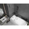 Mexen Vega Rechteckige Badewanne 150 x 70 cm mit Verkleidung und 1-flügeliger 80 cm Trennwand, transparent, schwarz