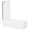 Mexen Vega Rechteckige Badewanne 150 x 70 cm mit Verkleidung und 1-flügeliger 80 cm Trennwand, transparent, schwarz
