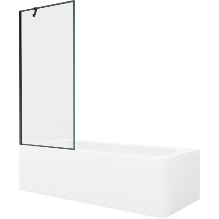 Mexen Vega Rechteckige Wanne 150 x 70 cm mit Verkleidung und 1-flügeliger 80 cm Duschabtrennung, schwarzes Muster