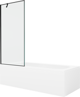 Mexen Vega Rechteckige Wanne 150 x 70 cm mit Verkleidung und 1-flügeliger 80 cm Duschabtrennung, schwarzes Muster