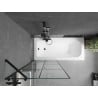 Mexen Vega Rechteckige Badewanne 150 x 70 cm mit Verkleidung und einflügeliger 80 cm Duschabtrennung, schwarzes Muster