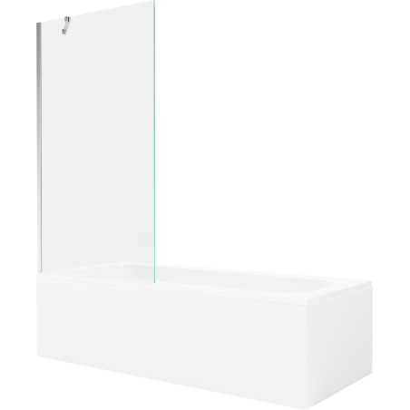 Mexen Vega rechteckige Badewanne 150 x 70 cm mit Verkleidung und 1-flügeliger 90 cm Falttür, transparent, Chrom