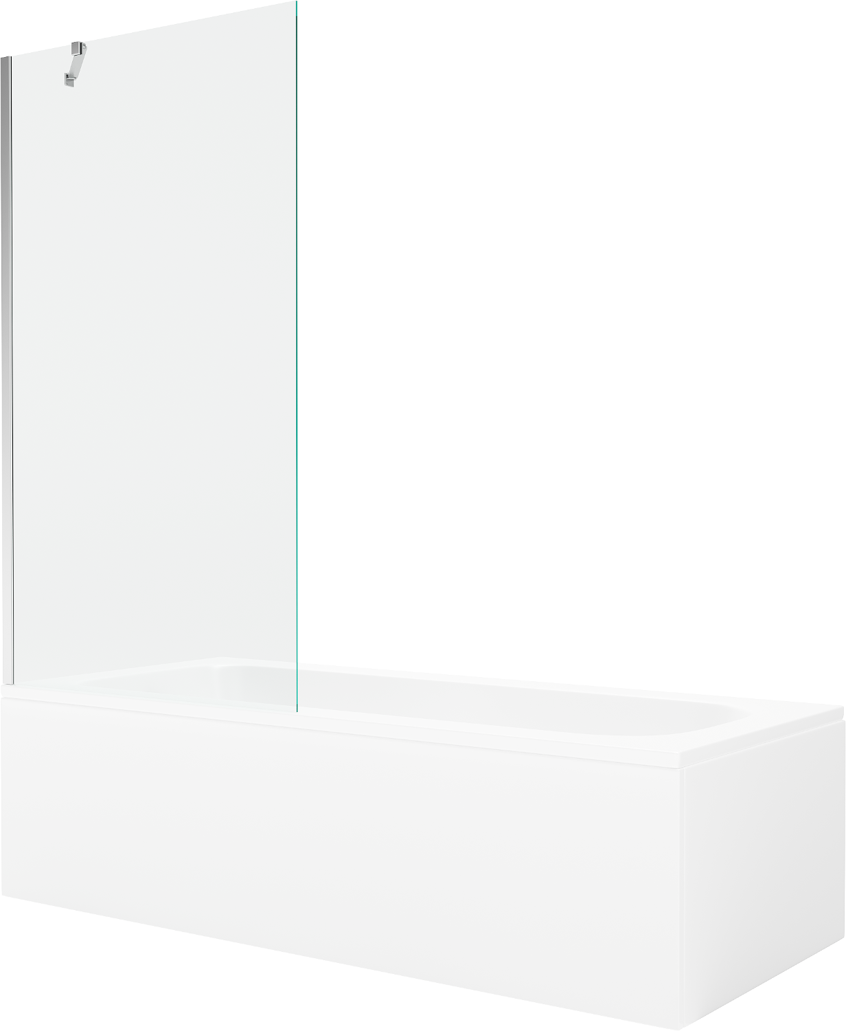 Mexen Vega rechteckige Badewanne 150 x 70 cm mit Verkleidung und 1-flügliger Duschabtrennung 90 cm, transparent, chrom - 5501150