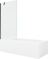 Mexen Vega Rechteckige Badewanne 150 x 70 cm mit Verkleidung und 1-flügeliger 90 cm Duschabtrennung, transparent, schwarz