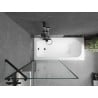 Mexen Vega Rechteckige Badewanne 150 x 70 cm mit Verkleidung und 1-flügeliger Abtrennung 90 cm, schwarzes Muster
