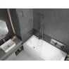 Mexen Vega Rechteckige Badewanne 150 x 70 cm mit Verkleidung und 1-flügeliger 100 cm Duschwand, transparent, Chrom