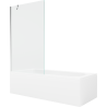 Mexen Vega Rechteckige Badewanne 150 x 70 cm mit Verkleidung und 1-flügeliger 100 cm Duschwand, transparent, Chrom