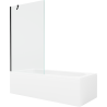 Mexen Vega Rechteckige Badewanne 150 x 70 cm mit Verkleidung und 1-flügeliger Trennwand 100 cm, transparent, schwarz