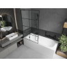 Mexen Vega rechteckige Badewanne 150 x 70 cm mit Verkleidung und 1-flügeligem 100 cm Paravent, schwarzes Muster