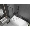 Mexen Vega rechteckige Badewanne 160 x 70 cm mit Verkleidung und 1-flügeliger Schirm 50 cm, schwarzes Muster