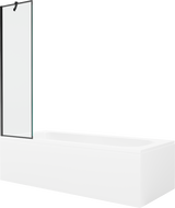 Mexen Vega rechteckige Badewanne 160 x 70 cm mit Verkleidung und 1-flügeliger Schirm 50 cm, schwarzes Muster