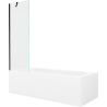 Mexen Vega Rechteckige Badewanne 160 x 70 cm mit Verkleidung und 1-flügeliger 60 cm Abtrennung, transparent, schwarz