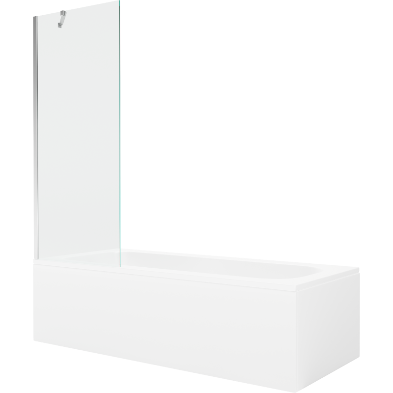 Mexen Vega Rechteckige Wanne 160 x 70 cm mit Verkleidung und 1-flügeliger Faltwand 70 cm, transparent, Chrom