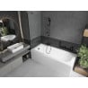 Mexen Vega Rechteckige Badewanne 160 x 70 cm mit Verkleidung und 1-flügeliger 70 cm Duschabtrennung, transparent, schwarz