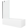 Mexen Vega Rechteckige Badewanne 160 x 70 cm mit Verkleidung und 1-flügeliger Duschwand 80 cm, transparent, schwarz