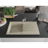Mexen Cesar Granitspüle 1-Becken mit Abtropffläche und Küchenarmatur Flora, beige - 6514-69-670401-07