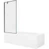 Mexen Vega rechteckige Badewanne 160 x 70 cm mit Verkleidung und 1-flügeliger Abtrennung 80 cm, schwarzes Muster