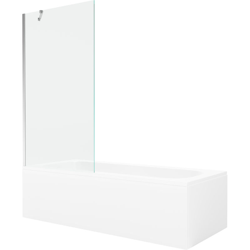 Mexen Vega rechteckige Wanne 160 x 70 cm mit Verkleidung und 1-flügeliger Abtrennung 90 cm, transparent, chrom