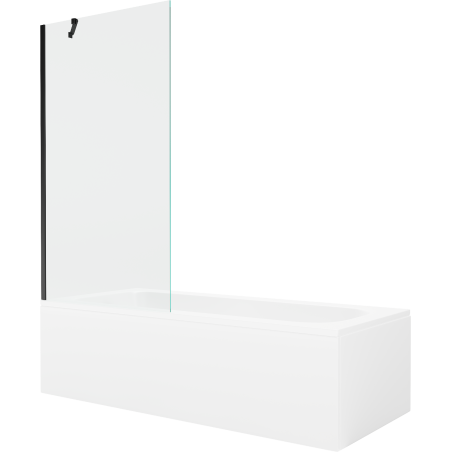 Mexen Vega Rechteckige Badewanne 160 x 70 cm mit Verkleidung und 1-flügeliger Paravent 90 cm, transparent, schwarz