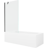 Mexen Vega Rechteckige Badewanne 160 x 70 cm mit Verkleidung und 1-flügeliger Paravent 90 cm, transparent, schwarz