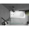 Mexen Vega Rechteckige Badewanne 160 x 70 cm mit Verkleidung und 1-flügeliger Paravent 90 cm, transparent, schwarz