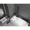 Mexen Vega Rechteckige Badewanne 160 x 70 cm mit Verkleidung und 1-flügeliger Abtrennung 100 cm, transparent, schwarz