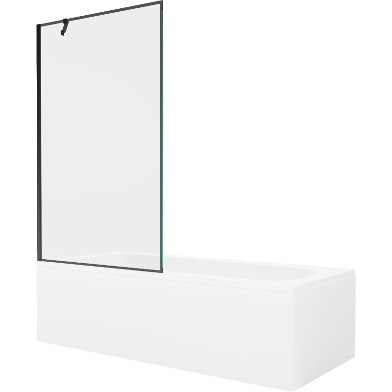 Mexen Vega rechteckige Wanne 160 x 70 cm mit Verkleidung und 1-flügeliger Trennwand 100 cm, schwarzes Muster