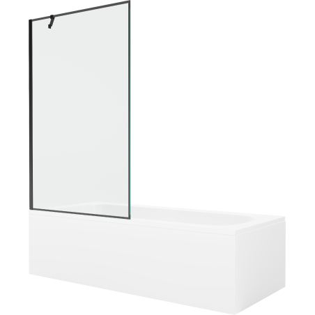 Mexen Vega rechteckige Wanne 160 x 70 cm mit Verkleidung und 1-flügeliger Trennwand 100 cm, schwarzes Muster