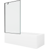 Mexen Vega rechteckige Wanne 160 x 70 cm mit Verkleidung und 1-flügeliger Trennwand 100 cm, schwarzes Muster