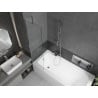 Mexen Vega Rechteckige Badewanne 170 x 70 cm mit Verkleidung und 1-flügeliger 50 cm Duschwand, transparent, Chrom