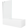 Mexen Vega Rechteckige Badewanne 170 x 70 cm mit Verkleidung und 1-flügeliger Abtrennung 100 cm, transparent, Chrom