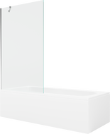 Mexen Vega Rechteckige Badewanne 170 x 70 cm mit Verkleidung und 1-flügeliger Abtrennung 100 cm, transparent, Chrom