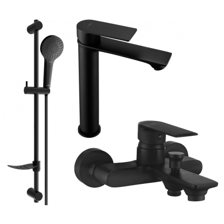 Mexen Royo DF05 Badewannenset, schwarz - 72213DF05-70