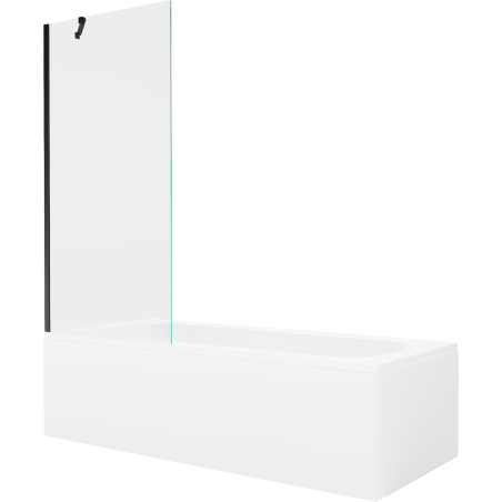 Mexen Vega Rechteckige Badewanne 170 x 70 cm mit Verkleidung und 1-flügeliger 80 cm Duschwand, transparent, schwarz